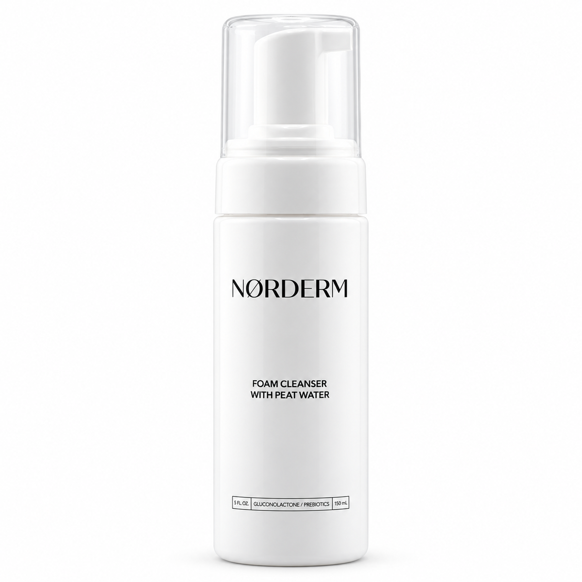 NØRDERM Foam Cleanser with peat water, 150 mL foaming pump bottle